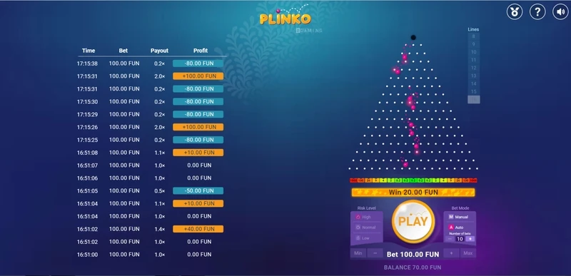 Come iscriversi ai tornei Plinko su Winnita